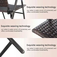 Folding Rattan Chair Brown 4 Pcs Outdoor Indoor Furniture