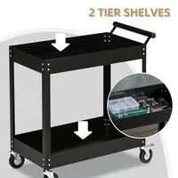 2 Tier Rolling Tool Cart Steel Mobile Service Utility Cart