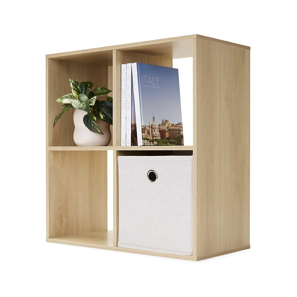 Oak-Look 4-Cube Unit