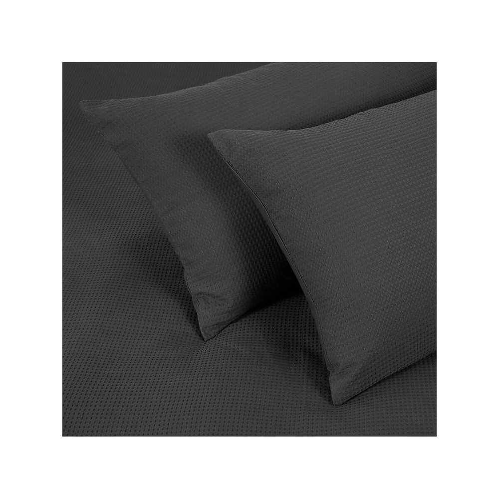 Ensemble housse de couette en coton gaufré