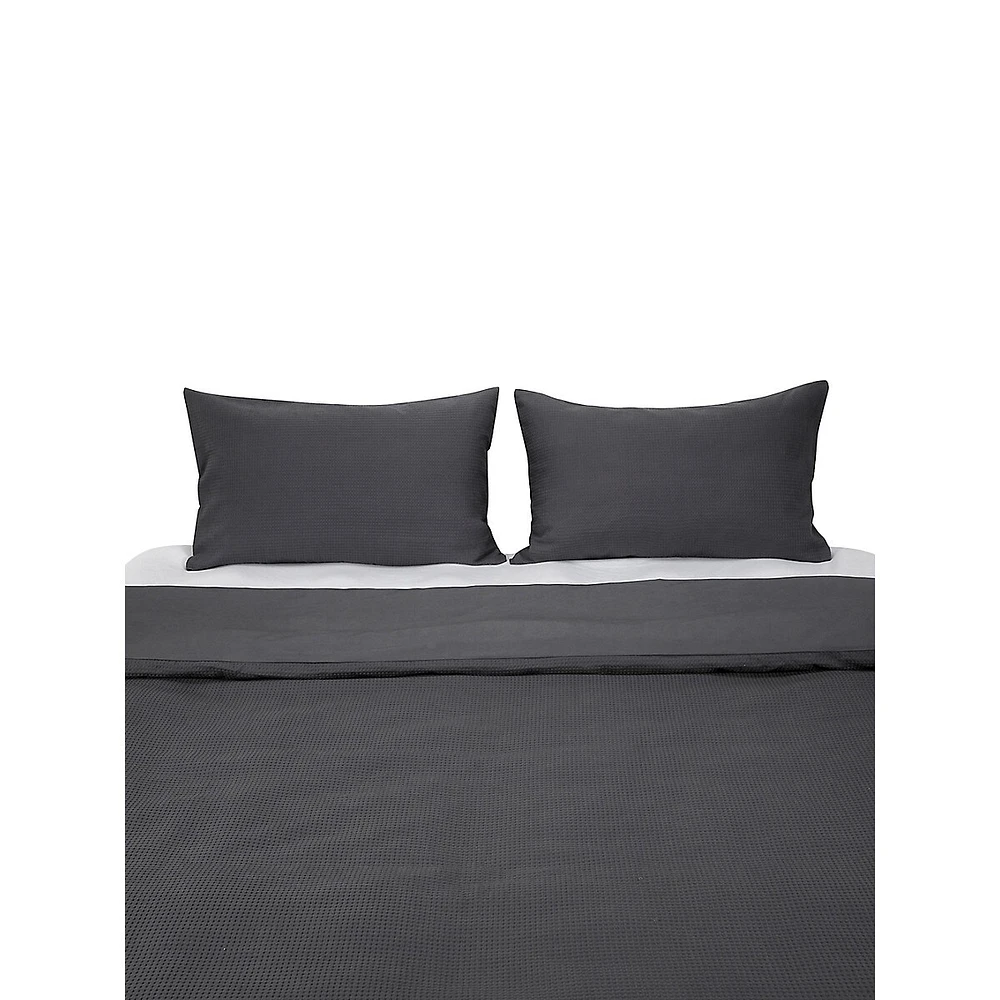 Ensemble housse de couette en coton gaufré
