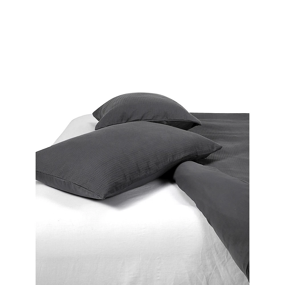 Ensemble housse de couette en coton gaufré