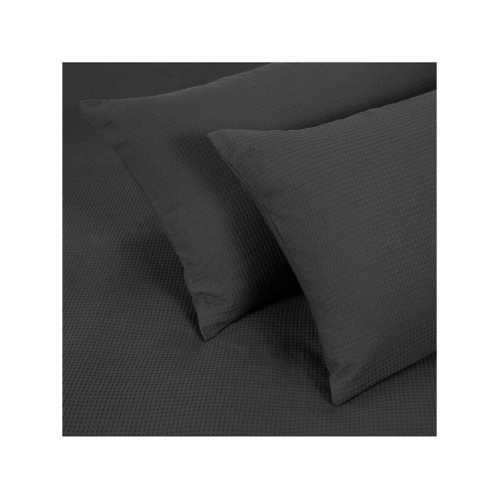 Ensemble housse de couette en coton gaufré