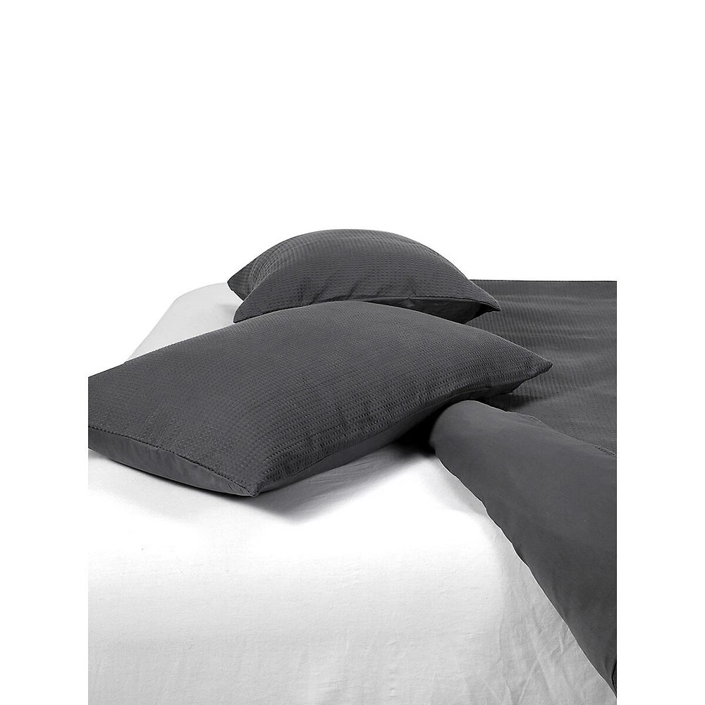 Ensemble housse de couette en coton gaufré