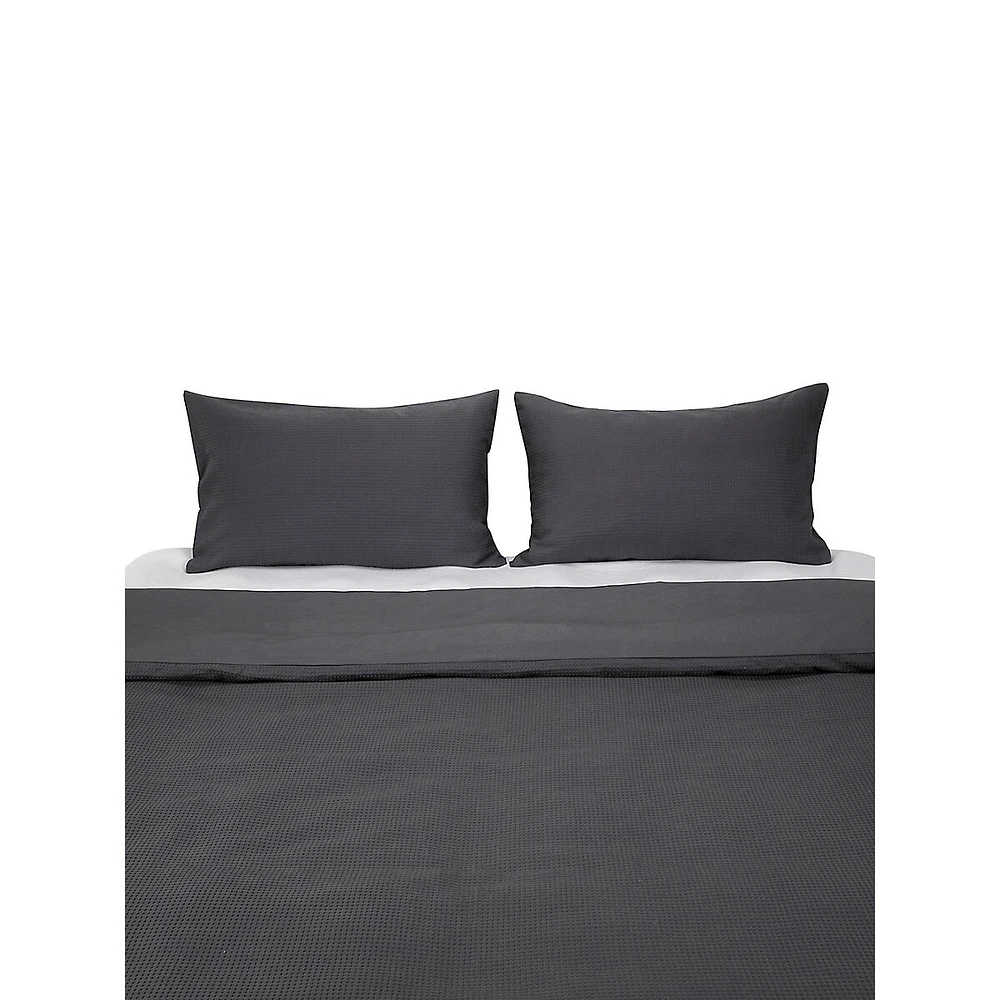 Ensemble housse de couette en coton gaufré