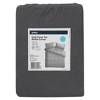 Ensemble housse de couette en coton gaufré
