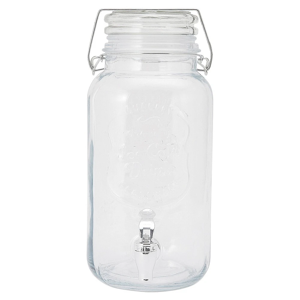 Lancaster Glass 1-Gallon Beverage Dispenser - Mason Jar Style