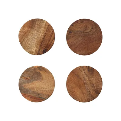 4-Piece Acacia Wood Coasters Set