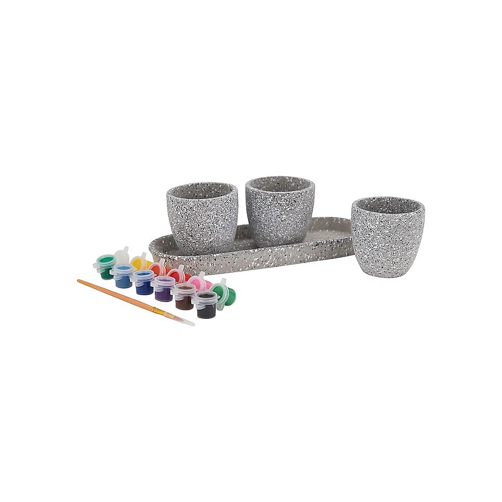 3-Piece Paint Your Own Flower Pots Kit