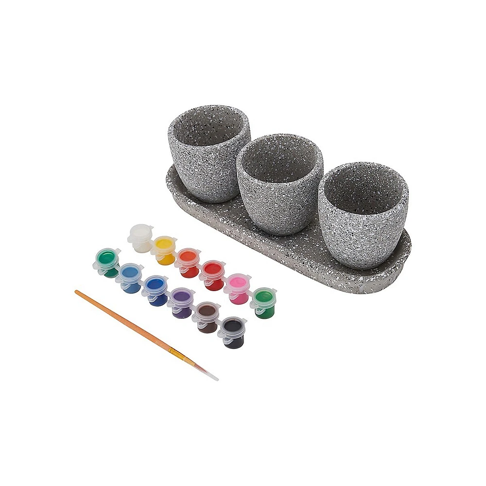 3-Piece Paint Your Own Flower Pots Kit