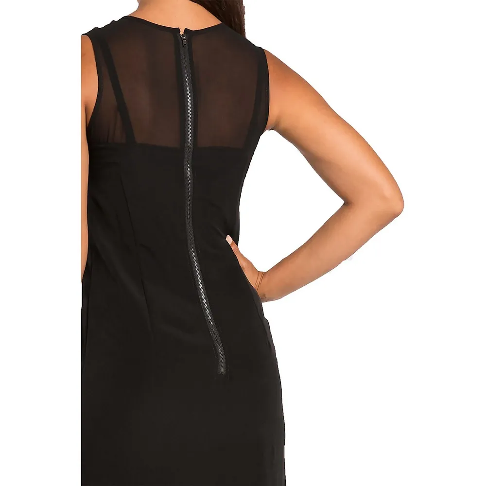 Modern Women's Black Asymmetrical Hem Side Slit Maxi Dress