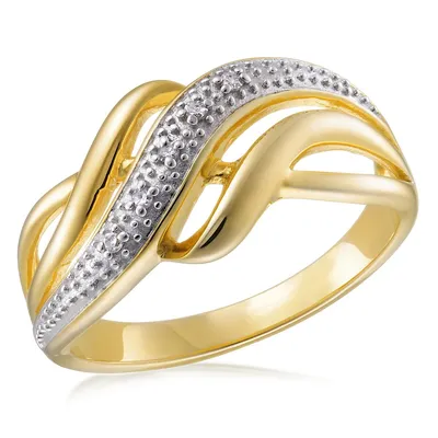 Sterling Silver And Gold Plate With Diamond Accent Ladies Ring