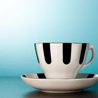Fine Bone China Tea Cup Set Of 8 (dots & Stripes)