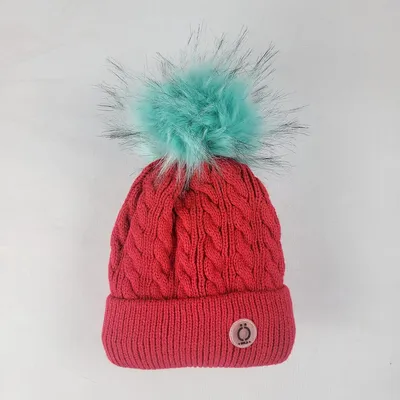 Red Twist Tuque Luxury Winter Hat For Kids Ages 2-16 By Ösno - Ski Toque With Removable Pompom Lightweight, Warm, Stylish & Comfortable Beanie