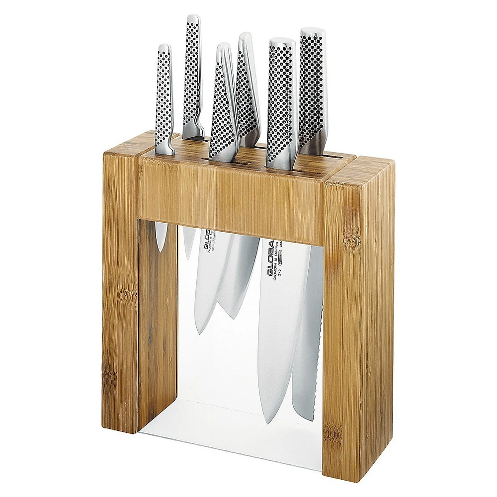 Ikasu 7-Piece Stainless Steel Knife & Bamboo Block Set