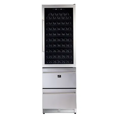 Azienda 24” Inch. Freestanding Wine Cooler Fridge With Quiet Dual Temperature Monitor Zone, Double Layer Glass Door, Display Rack, Multiple Compartment 108 Bottles, 55 Cans - FWCDR6628-24S