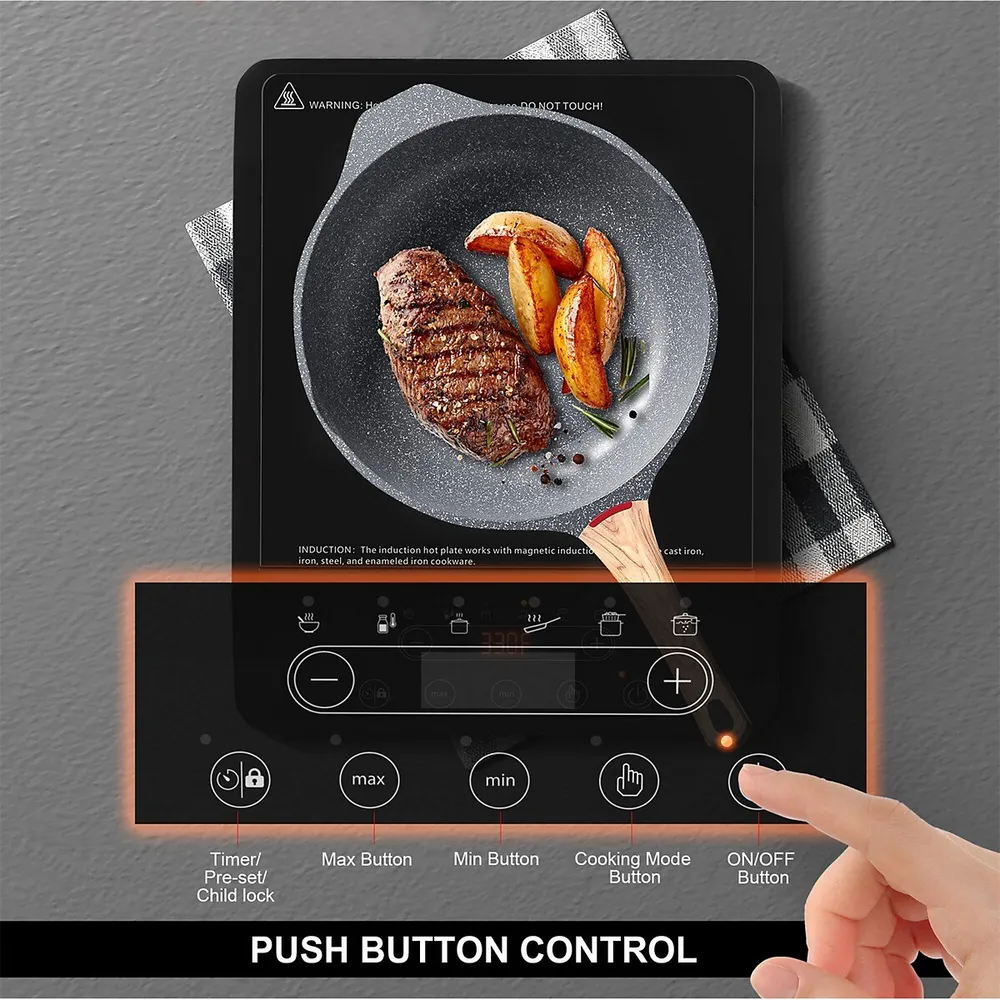 1800w Portable Induction Cooker Digital Countertop Burner Cooktop With 9 Temperature And Power Setting , Timer Function And Overheat Protection