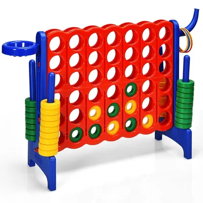 4-in-a Row Giant Game Set W/basketball Hoop For Kids & Adults