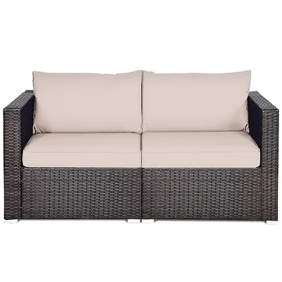 2pcs Patio Rattan Corner Sofa Sectional Furniture Cushion
