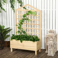 59" Raised Garden Bed Boxes With Trellis For Vine Climbing