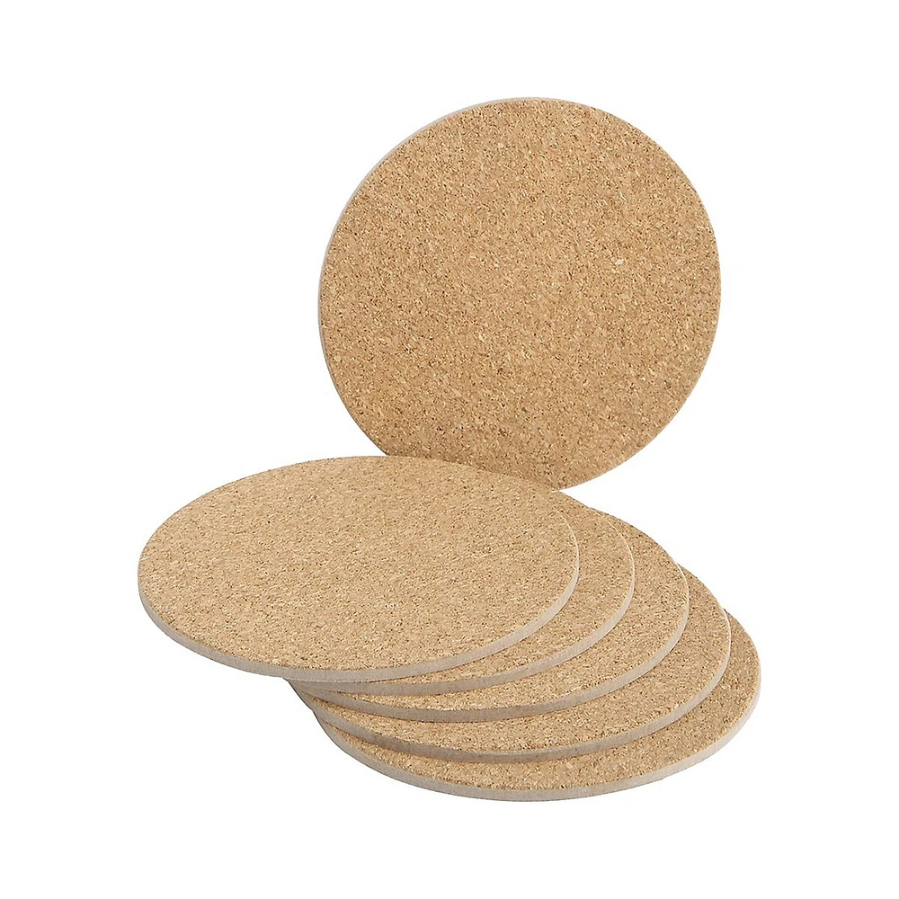 6-Piece Natural Cork-Look Coasters Set