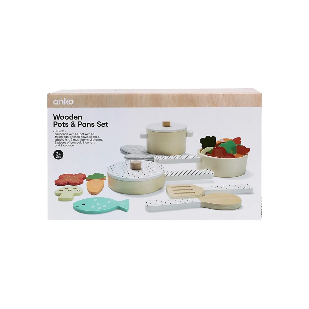 Wooden Pots and Pans Toy Set