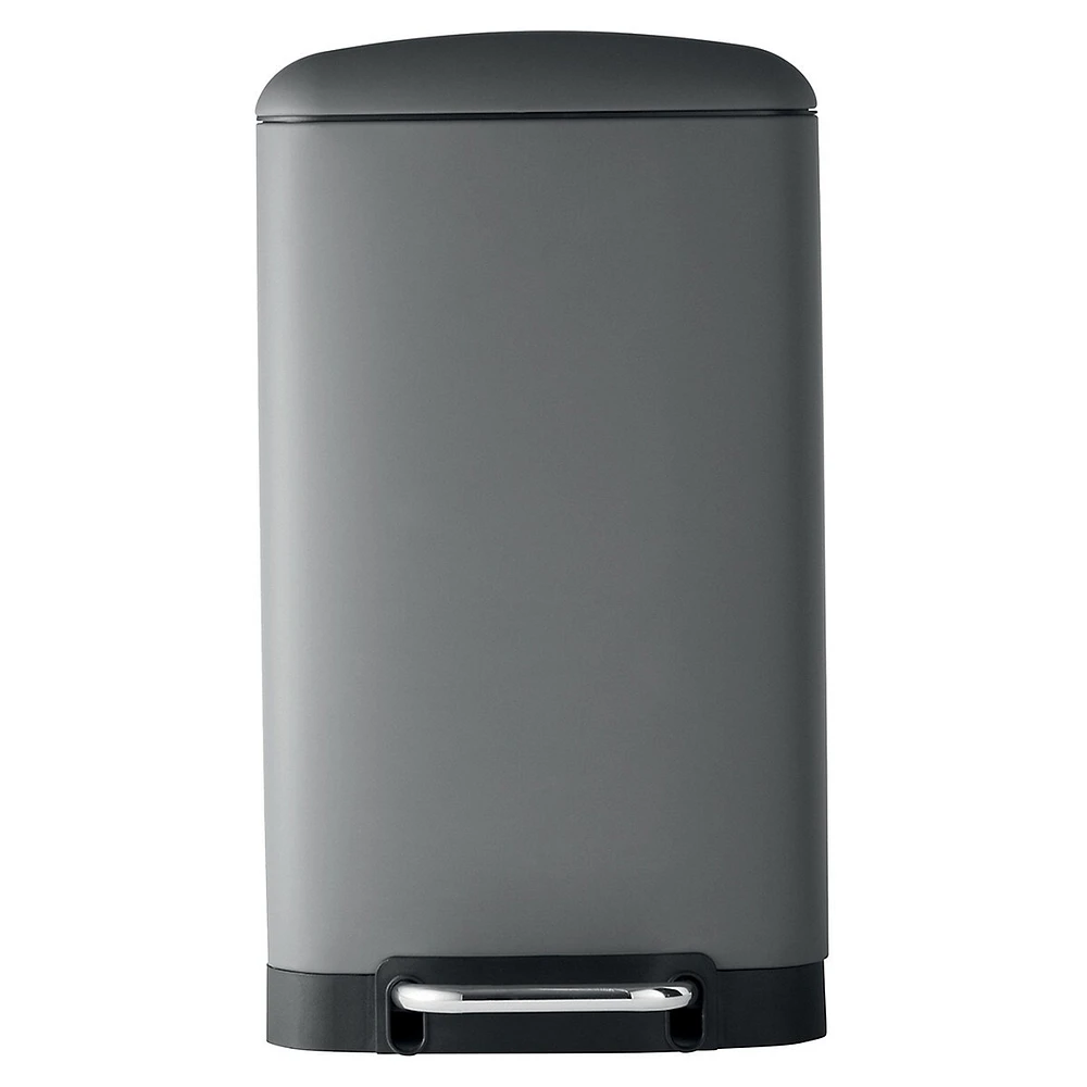 30L Pedal-Open Grey Rectangular Trash Bin