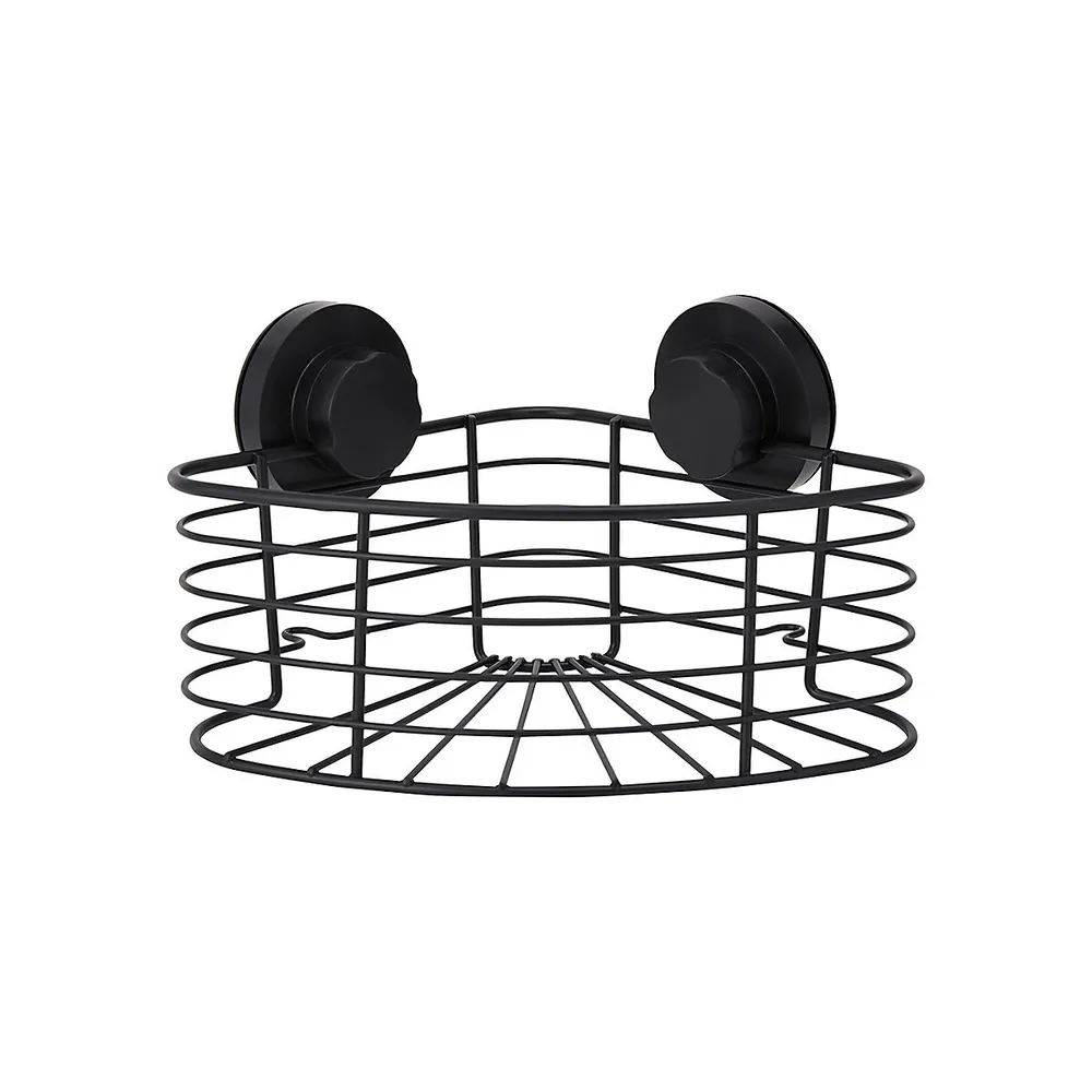 Hudson Home Black Suction Cup Basket Shower Caddy