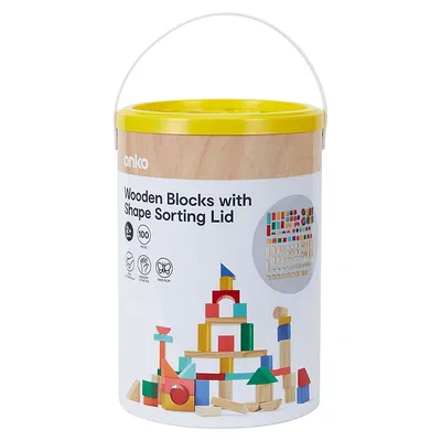 Wooden Blocks With Shape Sorting Lid