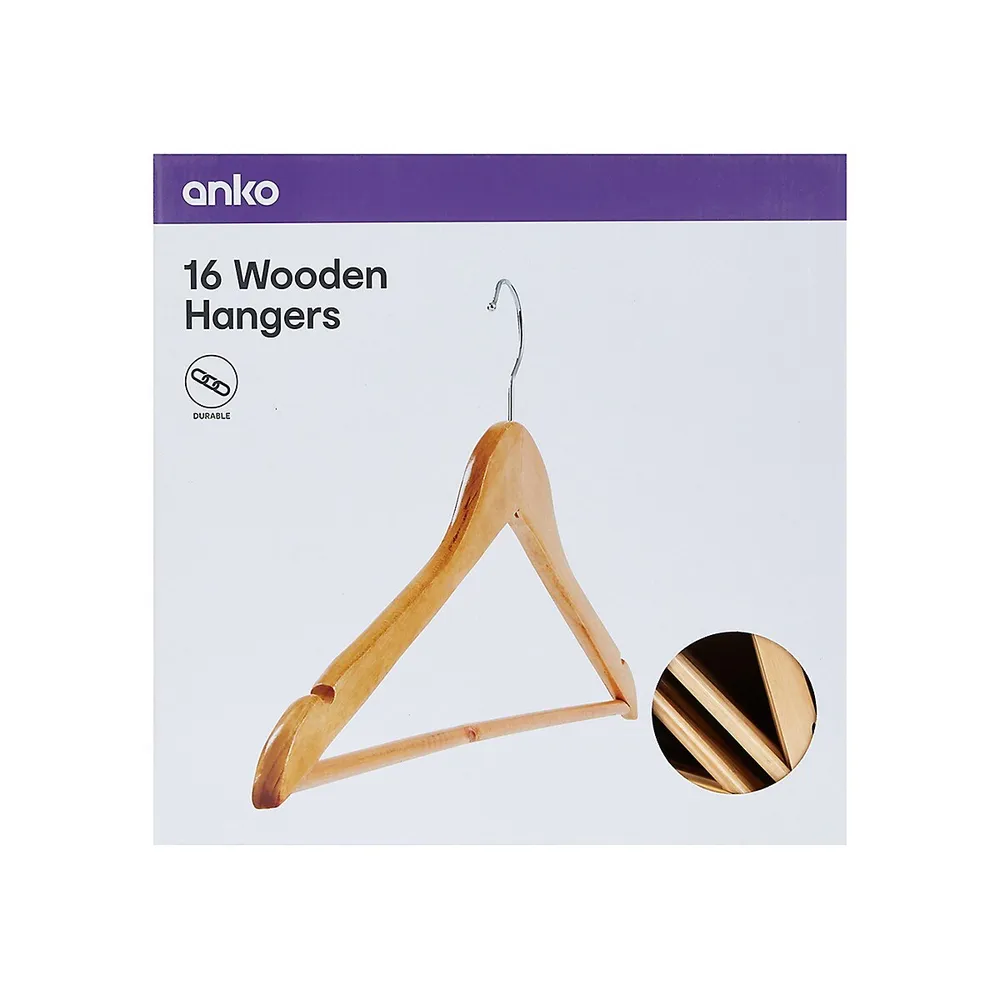 16 Pack Wooden Hangers