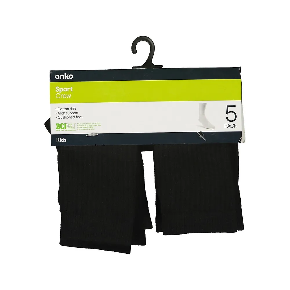 Kid's 5-Pair Value Crew Socks