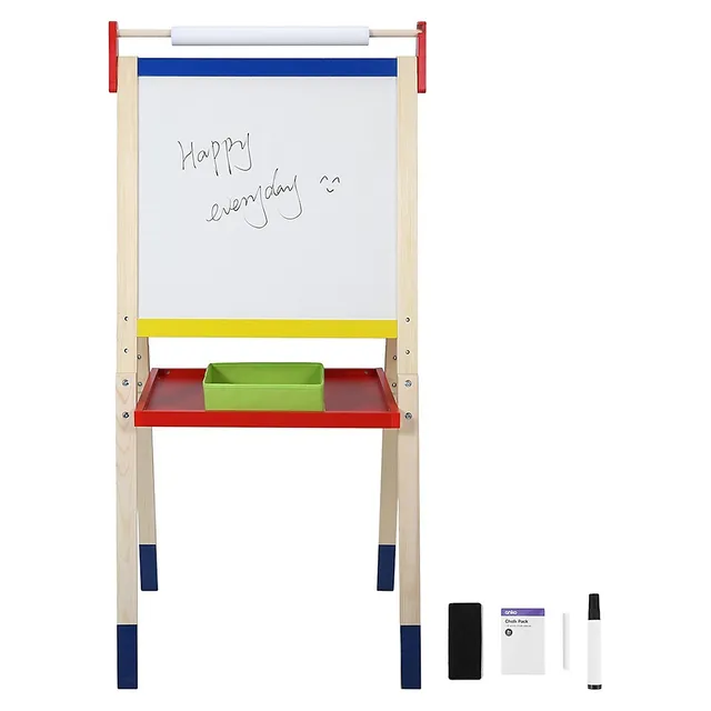Costway Flip-Over Double-Sided Kids Art Easel Paper Roll Storage