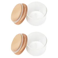 2-Piece Mini Glass Canisters Set With Wood Lid