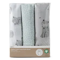 3-Pack Large Organic Cotton Printed Baby Wraps