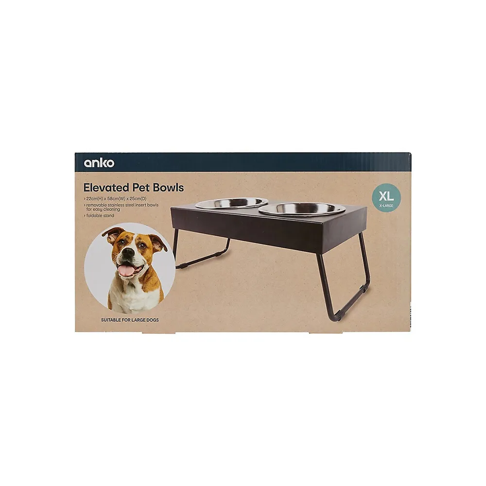 Twin Pet Bowl Elevated Folding Ensemble - Extra Large