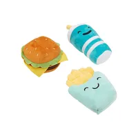 3-Piece Pet Toy Plush Hamburger Set