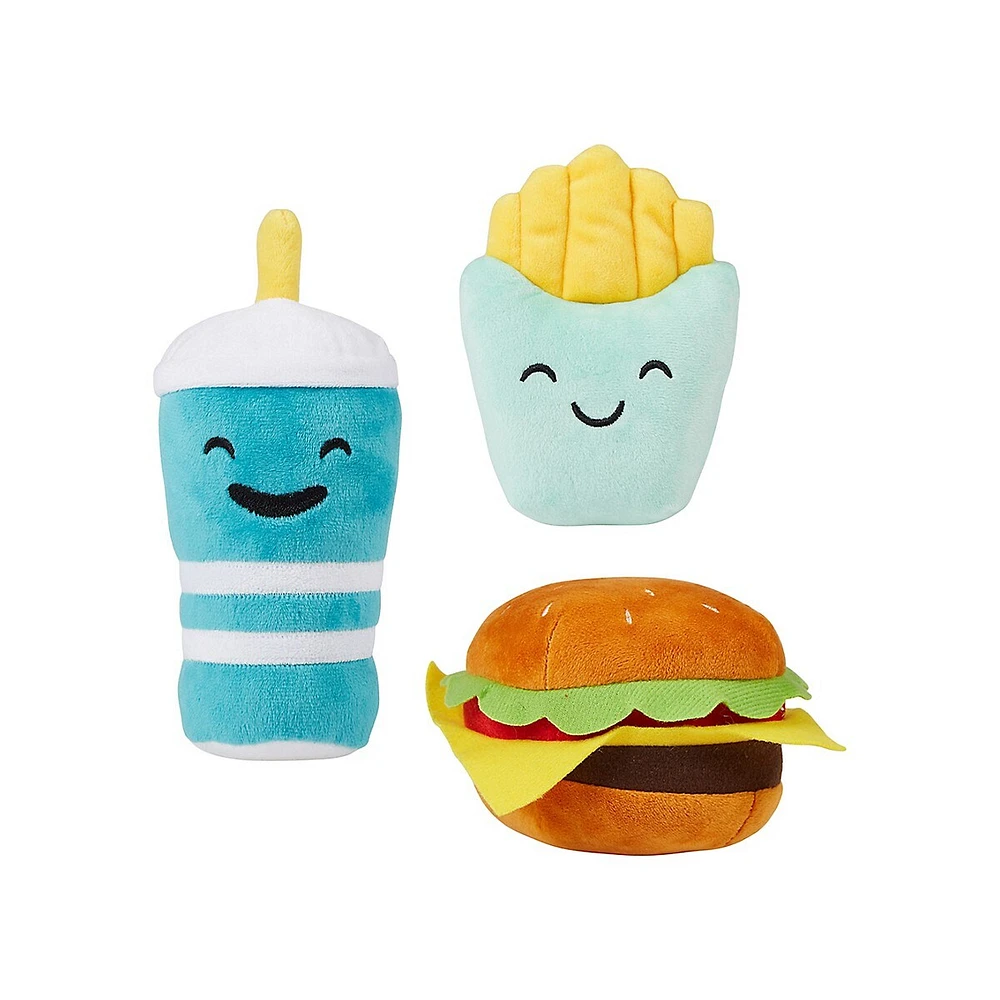 3-Piece Pet Toy Plush Hamburger Set