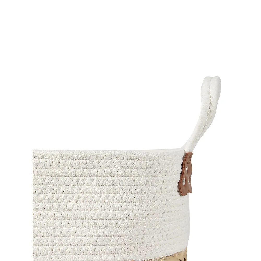 Large Rope and Straw Basket With Handles