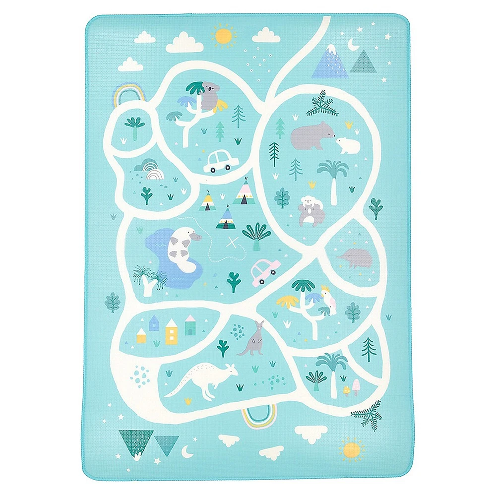 Baby's Reversible Animal-Print Padded Play and Floor Mat