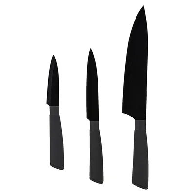 3 Black Non-Stick Knives
