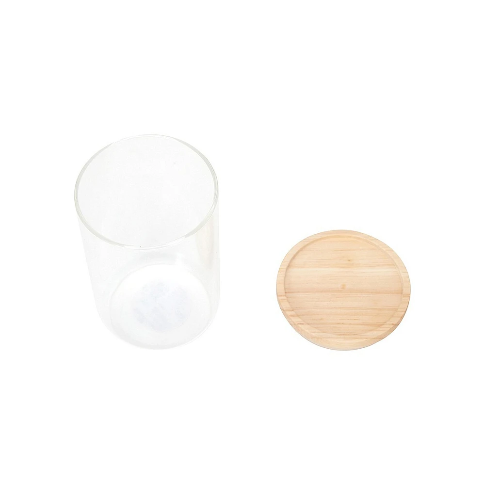 330ml Tall Glass Canister With Wood Lid