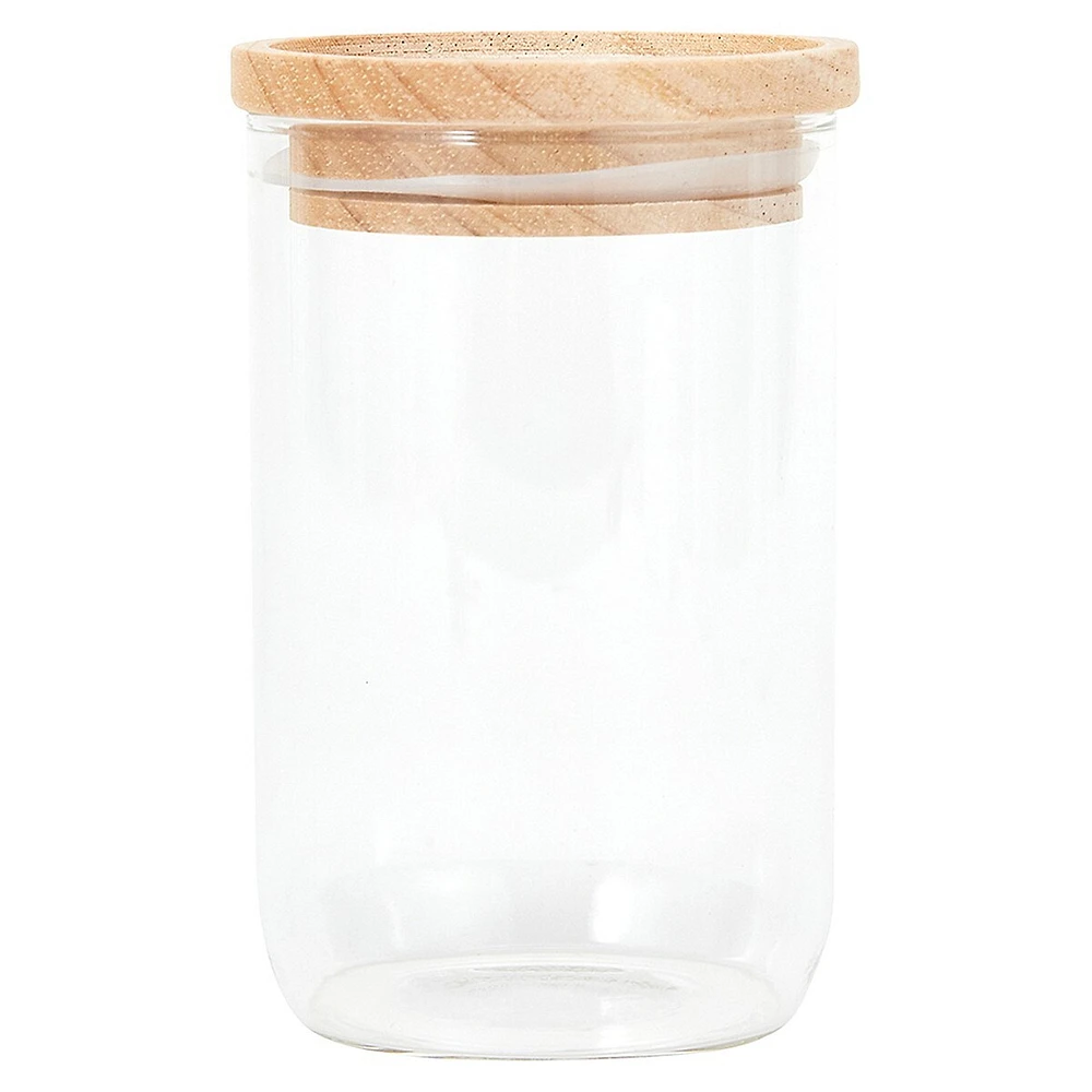 330ml Tall Glass Canister With Wood Lid