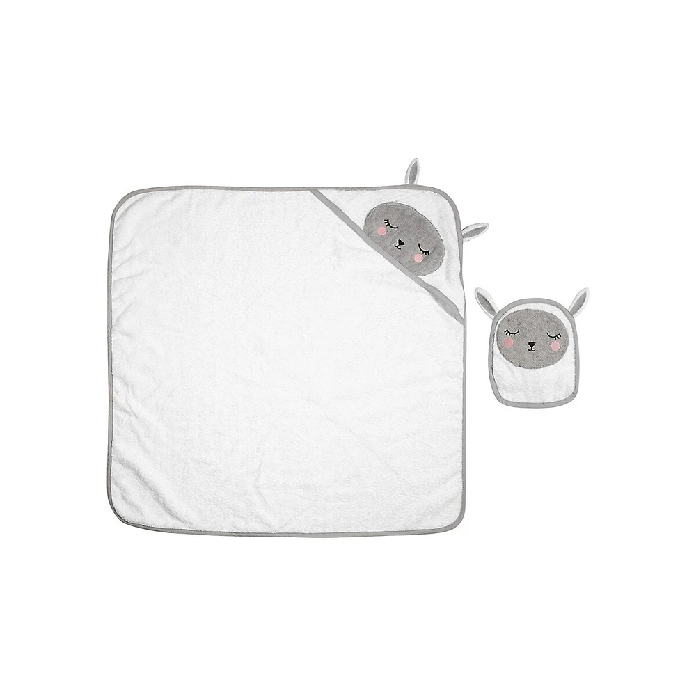 Kid's 2-Piece Hooded Towel and Bath Mitt Set