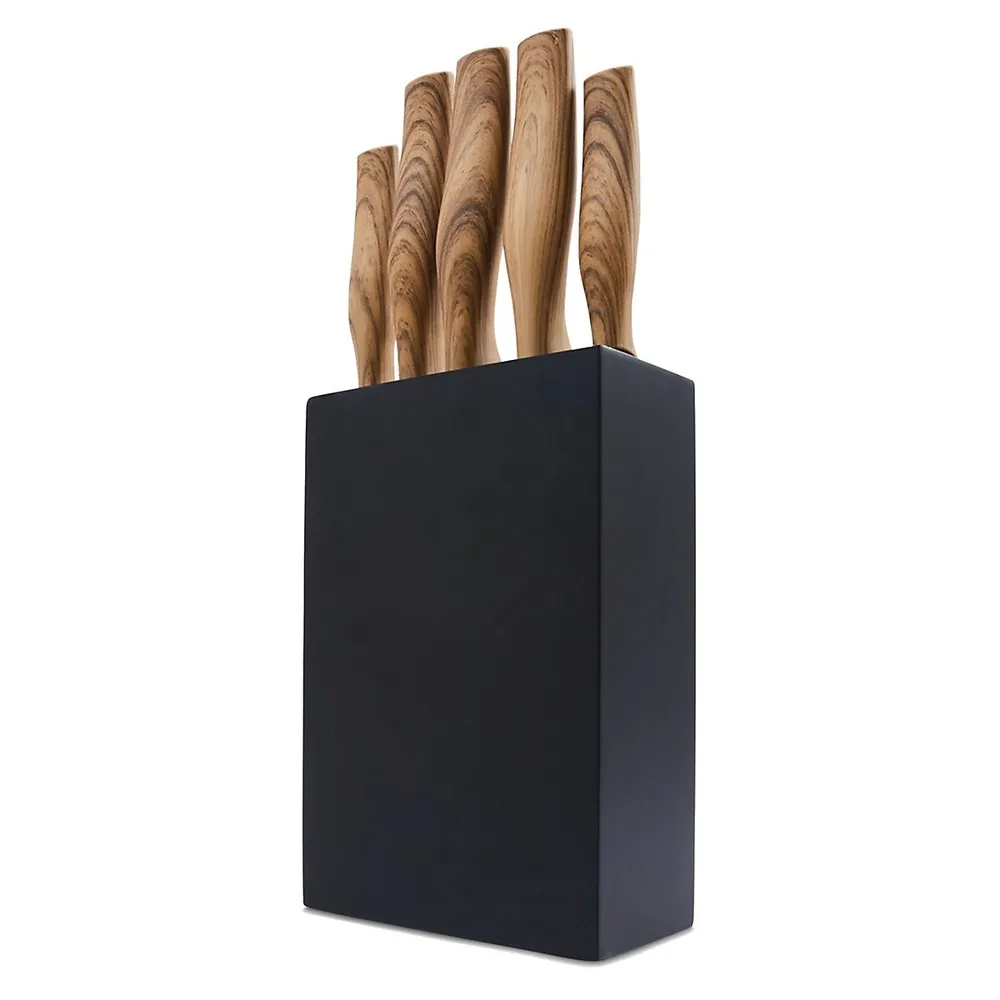 6-Piece Wood-Look Knife Block