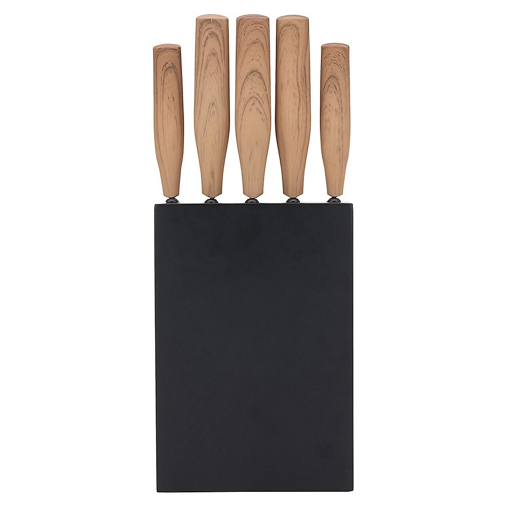 6-Piece Knife Wood-Look Block Set