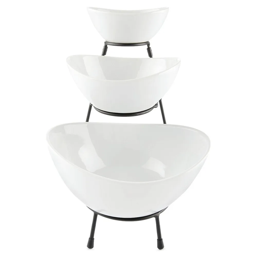 3-Tier Serving Stand With Oval Bowls