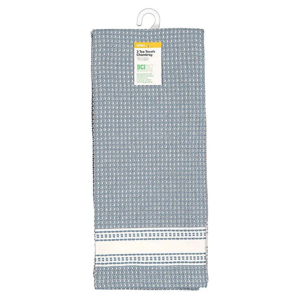 3-Piece Chambray Tea Towel Set