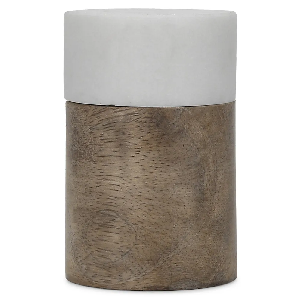 2-Piece Wood And Marble Salt and Pepper Shaker Set