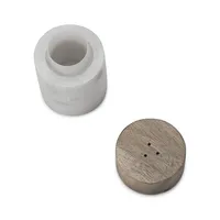 2-Piece Wood And Marble Salt and Pepper Shaker Set