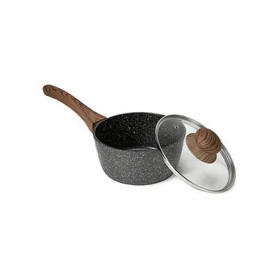 16cm Wood-Look Saucepan With Cover